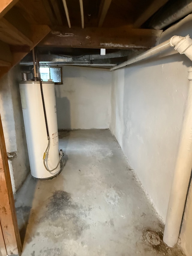 basement with water heater