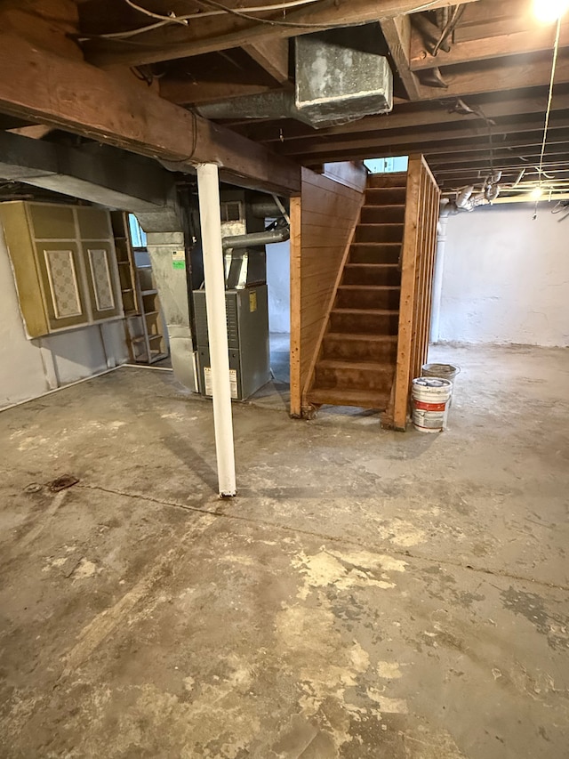 basement with heating unit