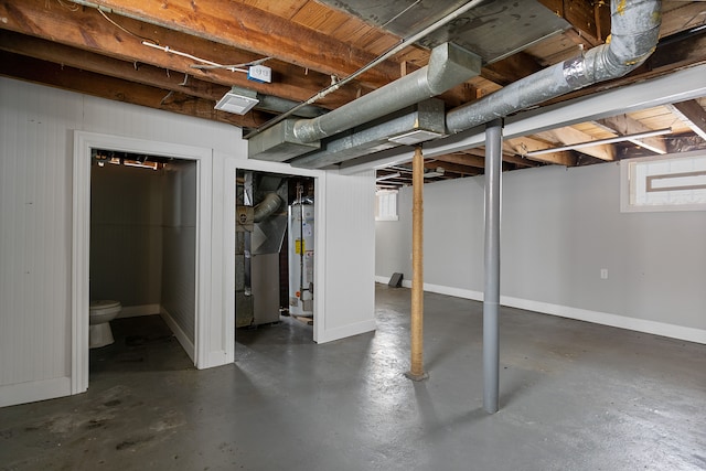 basement with water heater