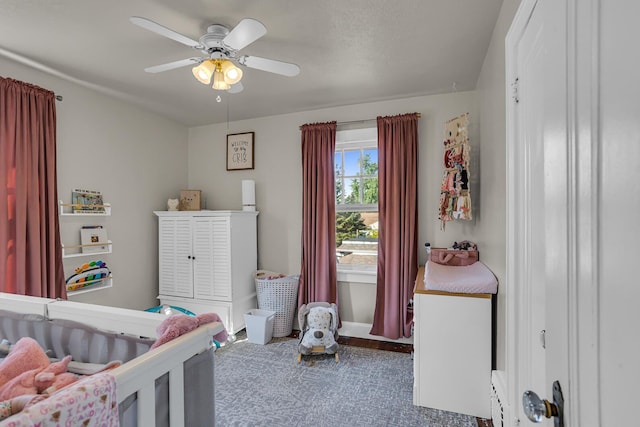 bedroom featuring ceiling fan