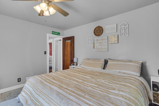 bedroom featuring ceiling fan