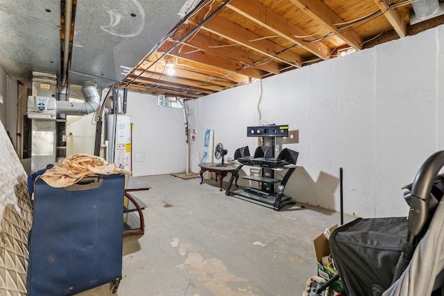 basement with water heater