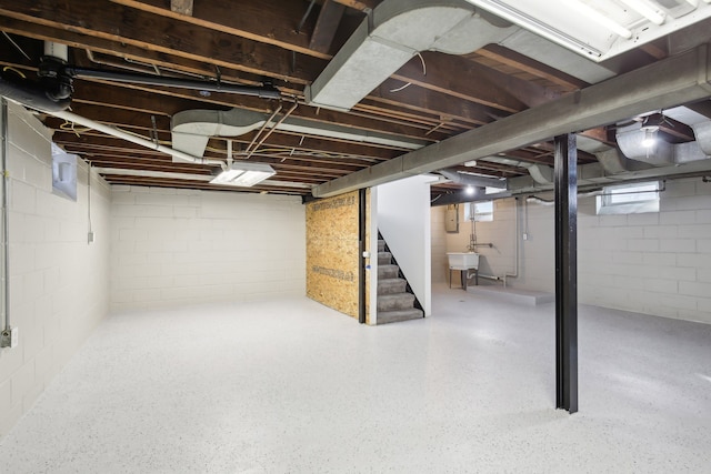 basement with sink