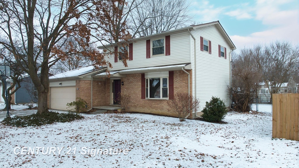 view of front property with a garage