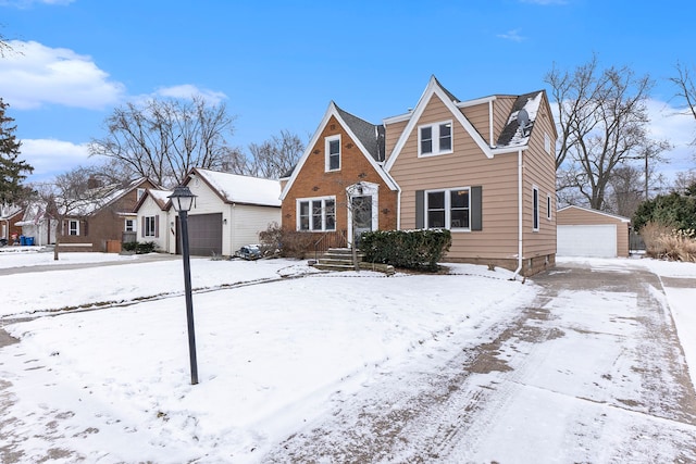 view of front of home featuring an outbuilding and a garage