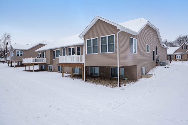 view of snow covered property