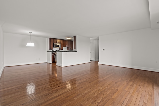 unfurnished living room featuring dark hardwood / wood-style floors