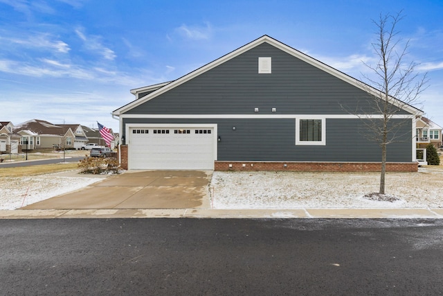 exterior space with a garage