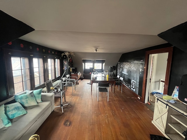 living area with wood-type flooring