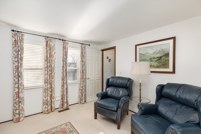 sitting room with light carpet