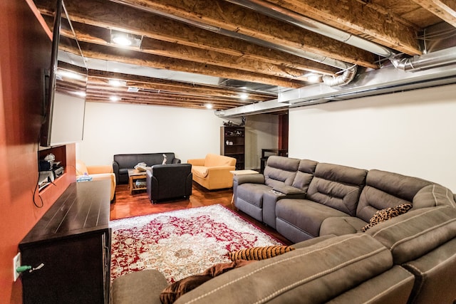 living room with hardwood / wood-style flooring