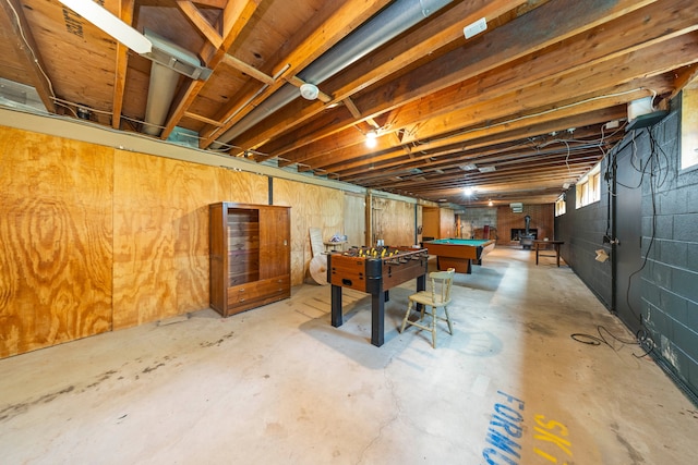 basement featuring pool table