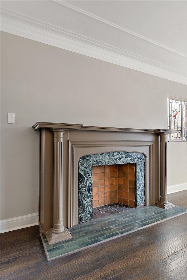 details featuring crown molding and hardwood / wood-style floors