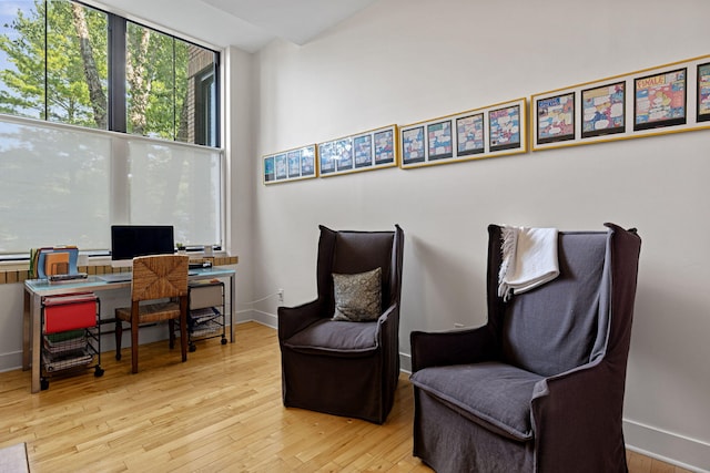 sitting room featuring light hardwood / wood-style flooring