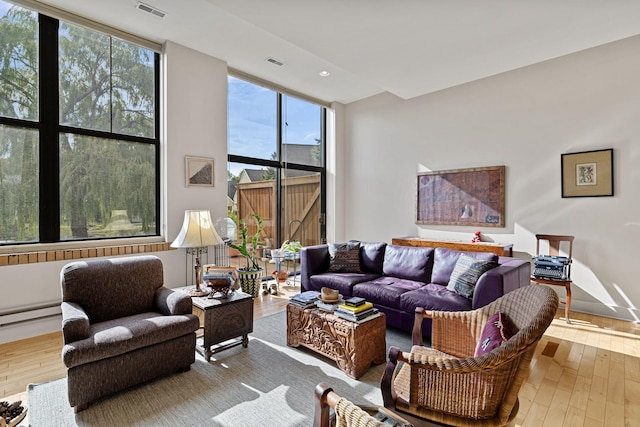 living room with hardwood / wood-style floors