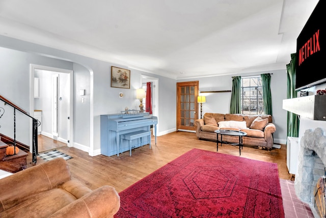 living room featuring light hardwood / wood-style floors