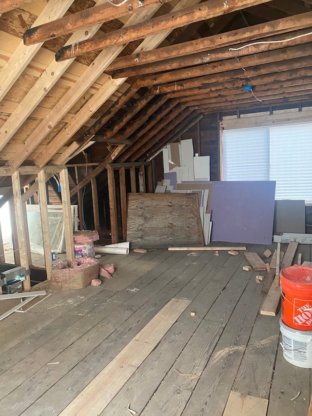 view of unfinished attic