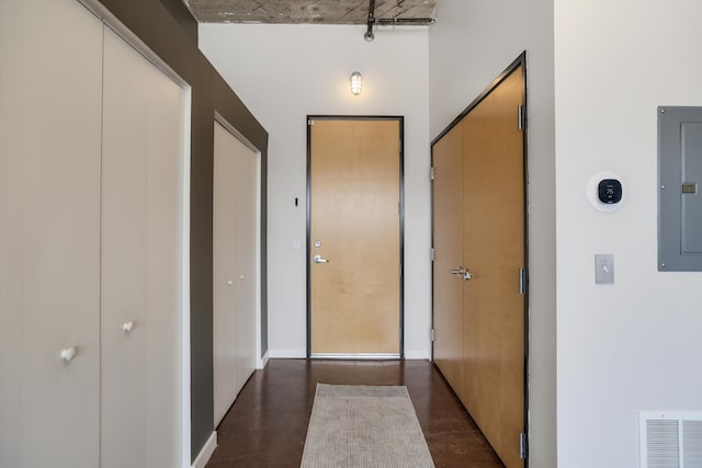 hallway with electric panel