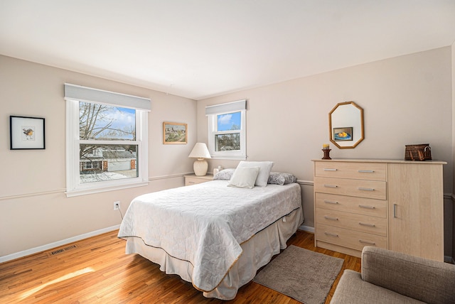 bedroom with light hardwood / wood-style flooring