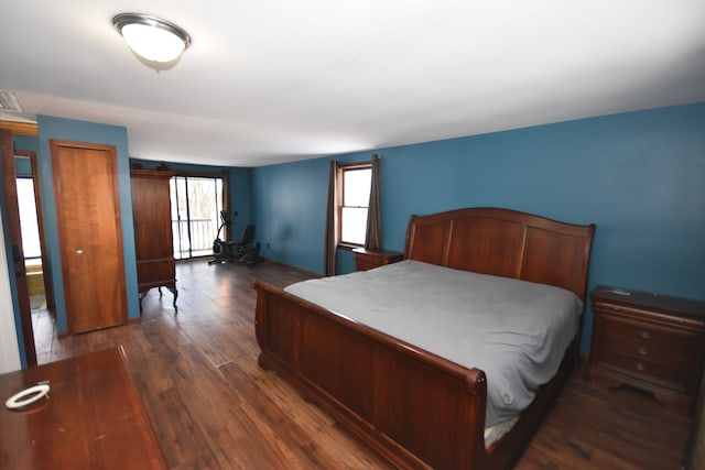 bedroom featuring dark wood-type flooring