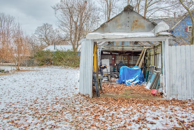 view of snow covered structure