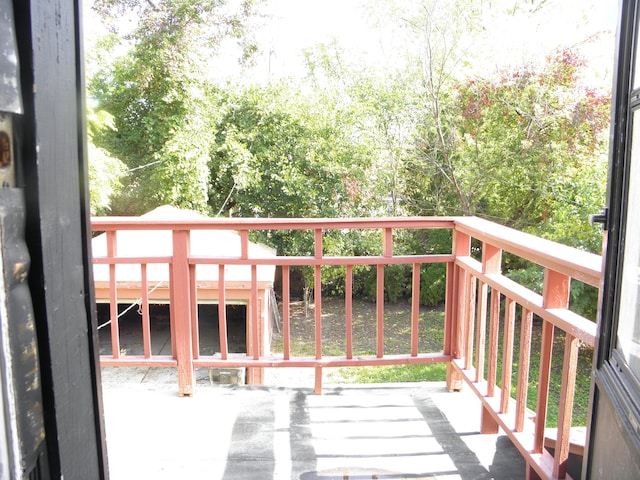 wooden balcony with a wooden deck