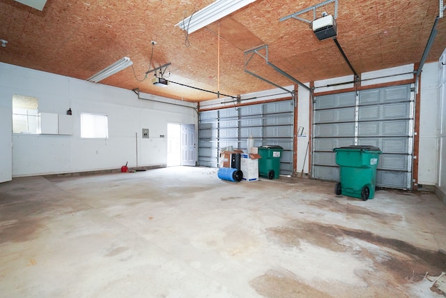 garage with a garage door opener