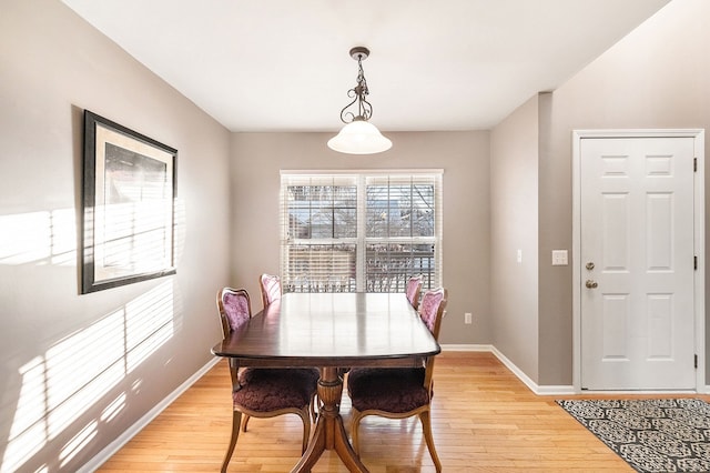 dining area with light hardwood / wood-style floors