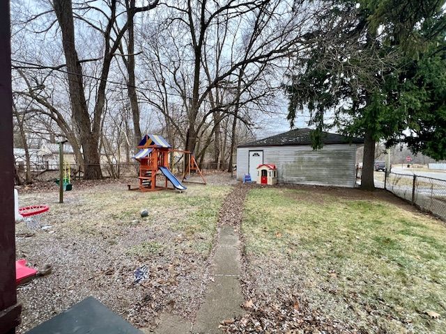 view of yard featuring a playground