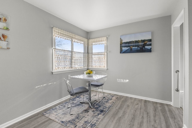 office area with hardwood / wood-style floors