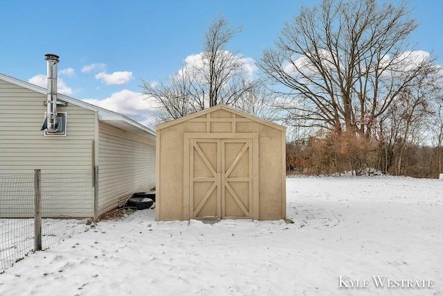 view of snow covered structure