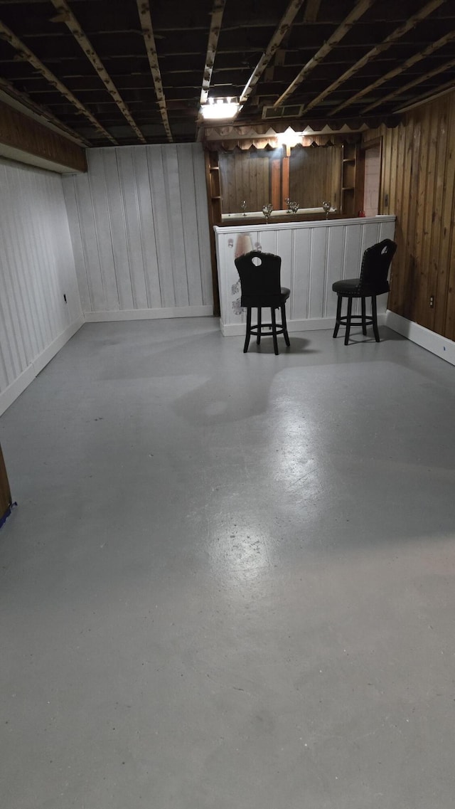 view of finished basement