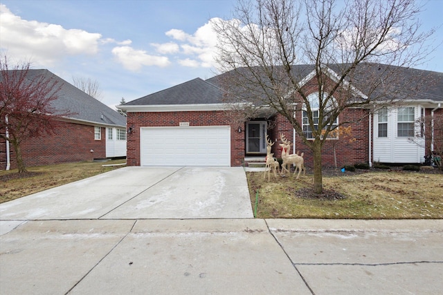 single story home with a garage