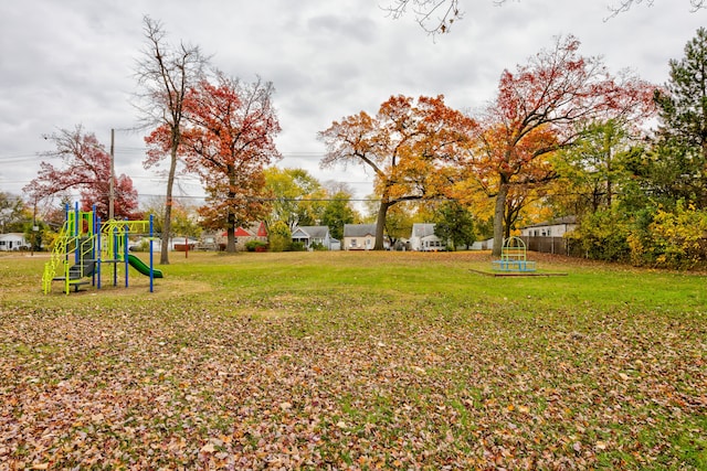 view of yard with a playground