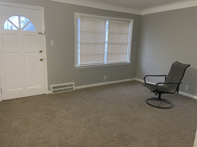 view of carpeted foyer