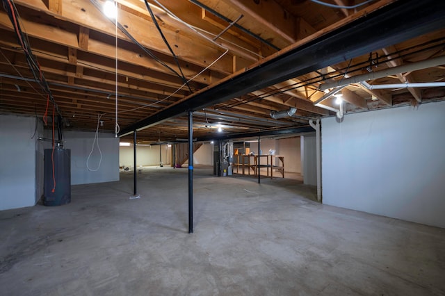 basement featuring gas water heater