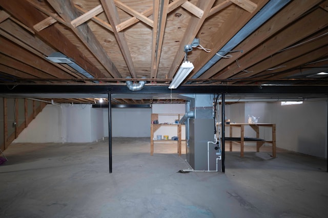 basement with heating unit