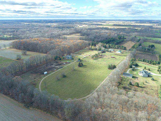 drone / aerial view with a rural view