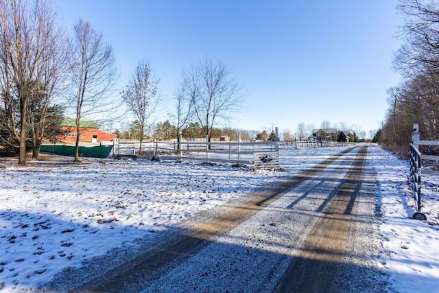 view of street with a rural view