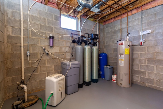 utility room with water heater