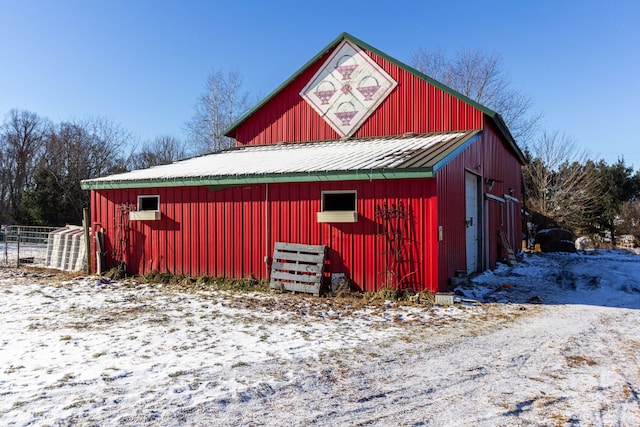 view of snow covered structure