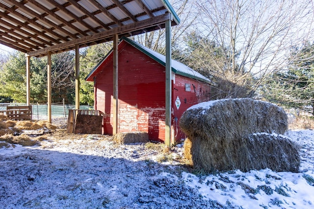 view of snow covered exterior