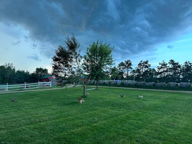 view of yard featuring a rural view