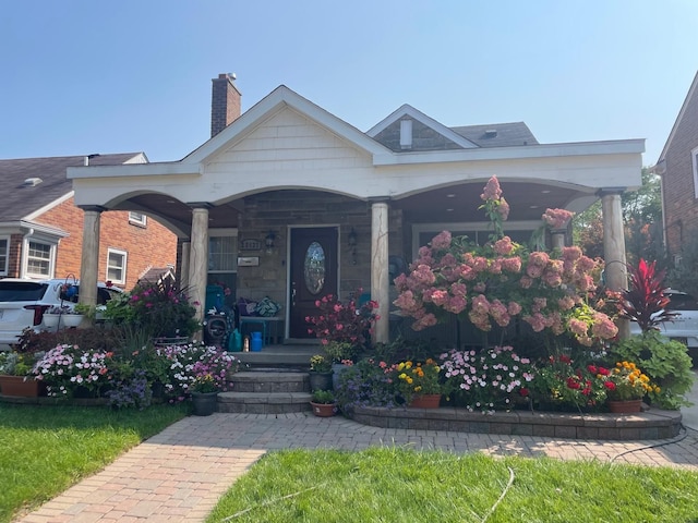 view of front of home featuring covered porch