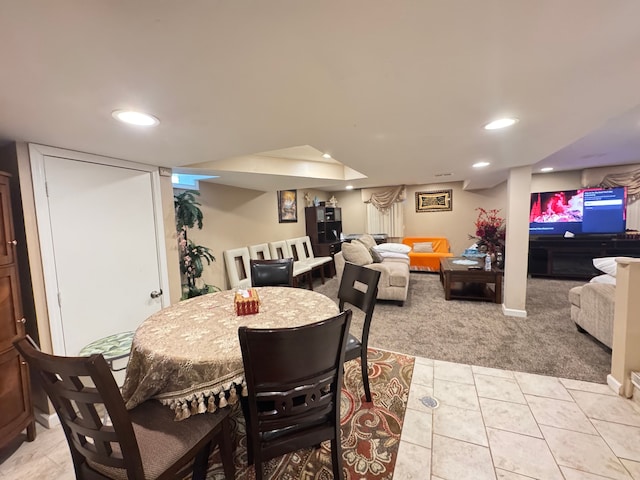 view of carpeted dining room