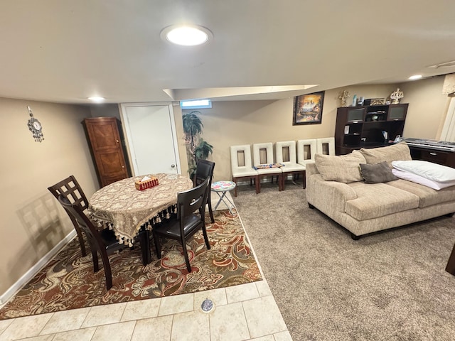 view of carpeted dining space