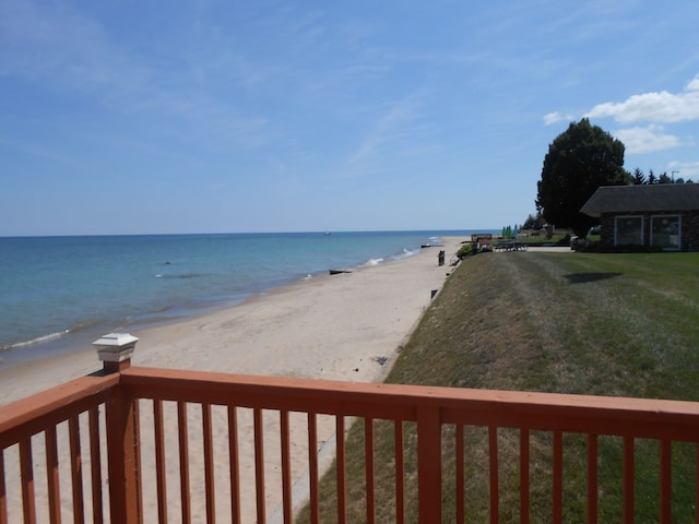 property view of water with a beach view