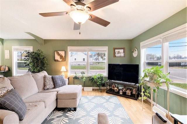 living room featuring light hardwood / wood-style floors