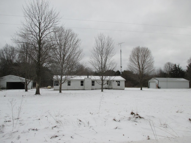 view of yard covered in snow