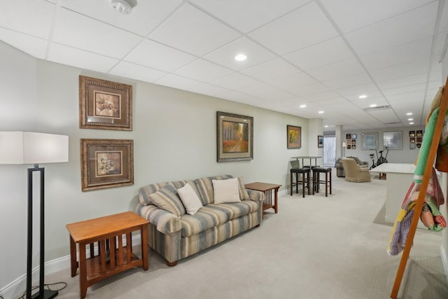 living room with light colored carpet